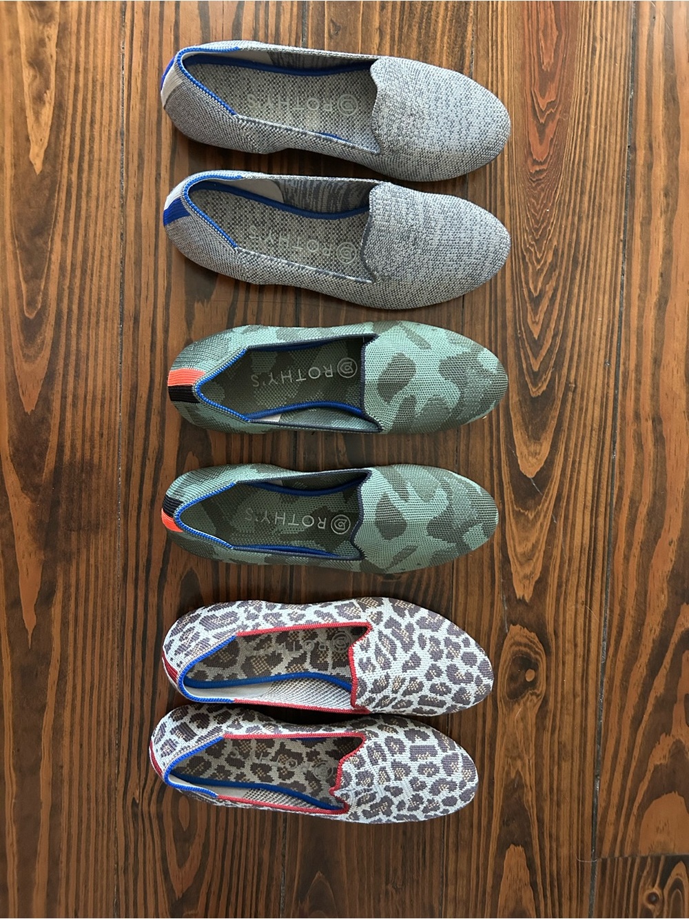 Rothy's Slip-On Shoes — Gray, Green Camo & Leopard